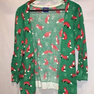 Le Tigre Fox Pattern Green Cardigan | Size L